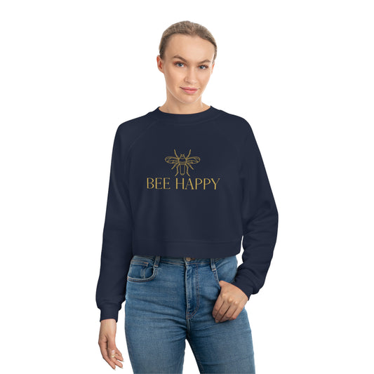Bee Happy | Women's Cropped Fleece Pullover